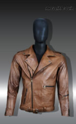 #66 JACKET BIKER MARRON MATIZADO - Image 4