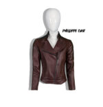 #46 CASACA/CHAQUETA DE CUERO JACKET BIKER VINO CLOSE - Image 2