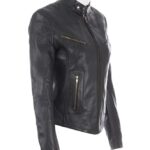 #01 CASACA/CHAQUETA DE CUERO MODERNA CIERRE DE BRONCE