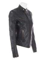 #01 CASACA/CHAQUETA DE CUERO MODERNA CIERRE DE BRONCE
