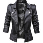 #35 CASACA/CHAQUETA DE CUERO JACKET BIKER HIGH SHOULDER