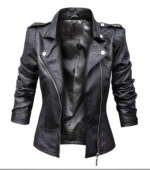 #35 CASACA/CHAQUETA DE CUERO JACKET BIKER HIGH SHOULDER