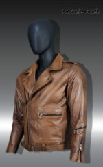 #66 JACKET BIKER MARRON MATIZADO - Image 3