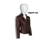 #46 CASACA/CHAQUETA DE CUERO JACKET BIKER VINO CLOSE