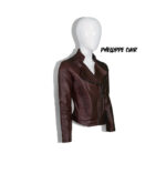 #46 CASACA/CHAQUETA DE CUERO JACKET BIKER VINO CLOSE