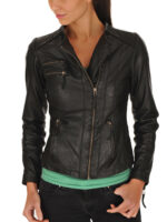 #12 CASACA/CHAQUETA DE CUERO JACKET SEMICRUZADA