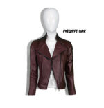#46 CASACA/CHAQUETA DE CUERO JACKET BIKER VINO CLOSE - Image 5