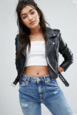 #16 CASACA/CHAQUETA DE CUERO JACKET BIKER CLASIC MODA