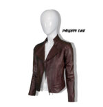 #46 CASACA/CHAQUETA DE CUERO JACKET BIKER VINO CLOSE - Image 4