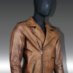 #66 JACKET BIKER MARRON MATIZADO