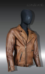 #66 JACKET BIKER MARRON MATIZADO