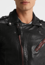 #71 CASACA/CHAQUETA DE CUERO BIKER MOTO JACKET BLACK RED - Image 10