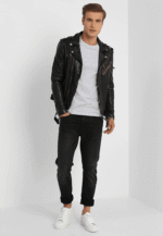 #71 CASACA/CHAQUETA DE CUERO BIKER MOTO JACKET BLACK RED - Image 3