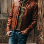 #80 CASACA/CHAQUETA DE CUERO JACKET CLASIC CUELLO CAMISA