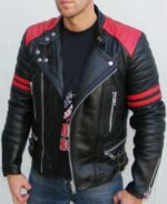 #86 CASACA/CHAQUETA DE CUERO JACKET BIKER MOTO BLACK RED