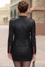 #70 CASACA/CHAQUETA DE CUERO JACKET BIKKER RED WITH BLACK - Image 3