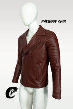 #63 JACKET BIKER COLOR VINO ACOLCHADO BRAZO - Image 7