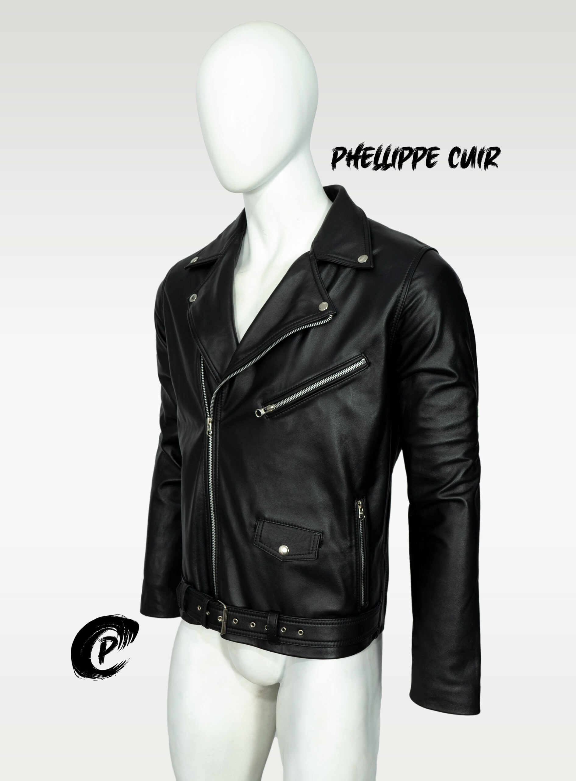 90 CASACA/CHAQUETA DE CUERO BIKER MOTO ROCK 2024 - CASACAS DE CUERO -  PHELLIPPE CUIR