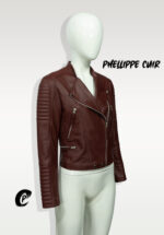#37 CASACA/CHAQUETA DE CUERO JACKET BIKER COLOR VINO 2.0 - Image 9