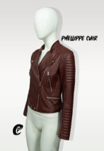#37 CASACA/CHAQUETA DE CUERO JACKET BIKER COLOR VINO 2.0 - Image 8