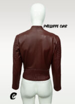 #37 CASACA/CHAQUETA DE CUERO JACKET BIKER COLOR VINO 2.0 - Image 6