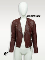 #37 CASACA/CHAQUETA DE CUERO JACKET BIKER COLOR VINO 2.0 - Image 5