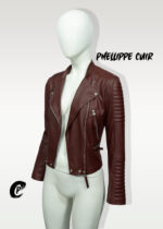 #37 CASACA/CHAQUETA DE CUERO JACKET BIKER COLOR VINO 2.0 - Image 4