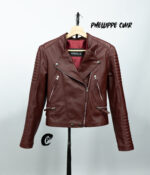 #37 CASACA/CHAQUETA DE CUERO JACKET BIKER COLOR VINO 2.0 - Image 12