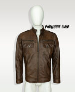 #95 CASACA/CHAQUETA DE CUERO JACKET MARRON MATIZADO - Image 2