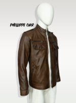 #95 CASACA/CHAQUETA DE CUERO JACKET MARRON MATIZADO - Image 4