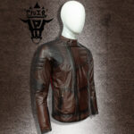 #98 CASACA/CHAQUETA DE CUERO JACKET MARRON MATIZ BLACK