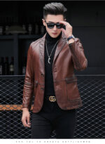 #94 CASACA/CHAQUETA DE CUERO BIKER VINTAGE PLOMO - Image 3