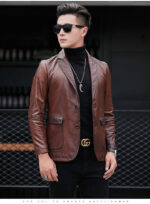 #94 CASACA/CHAQUETA DE CUERO BIKER VINTAGE PLOMO - Image 11