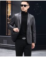 #94 CASACA/CHAQUETA DE CUERO BIKER VINTAGE PLOMO - Image 9