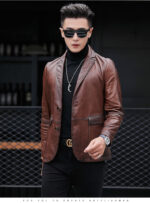 #94 CASACA/CHAQUETA DE CUERO BIKER VINTAGE PLOMO - Image 2