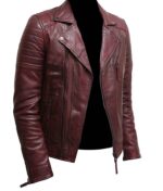 #63 JACKET BIKER COLOR VINO ACOLCHADO BRAZO