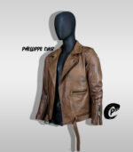 #66 JACKET BIKER MARRON MATIZADO - Image 9