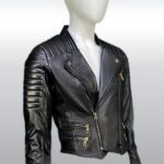 #44 CASACA/CHAQUETA DE CUERO JACKET BIKER ROUND NECK