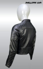 #44 CASACA/CHAQUETA DE CUERO JACKET BIKER ROUND NECK - Image 5