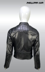 #44 CASACA/CHAQUETA DE CUERO JACKET BIKER ROUND NECK - Image 7