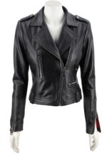 #63 CASACA/CHAQUETA DE CUERO JACKET BIKER CHEST CLOSURE