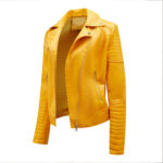 #42 CASACA/CHAQUETA DE CUERO JACKET BIKER YELLOW SKIN
