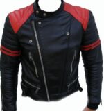 #86 CASACA/CHAQUETA DE CUERO JACKET BIKER MOTO BLACK RED - Image 3