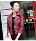 #43 CASACA/CHAQUETA DE CUERO JACKET BIKER VINO SKIN MODA 2023 - Image 3