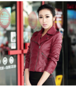#43 CASACA/CHAQUETA DE CUERO JACKET BIKER VINO SKIN MODA 2023 - Image 2