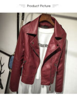 #43 CASACA/CHAQUETA DE CUERO JACKET BIKER VINO SKIN MODA 2023 - Image 4