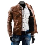 #79 CASACA/CHAQUETA DE CUERO JACKET CAMELL MATIZADO - Image 4
