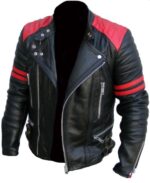 #86 CASACA/CHAQUETA DE CUERO JACKET BIKER MOTO BLACK RED - Image 4