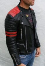 #86 CASACA/CHAQUETA DE CUERO JACKET BIKER MOTO BLACK RED - Image 5