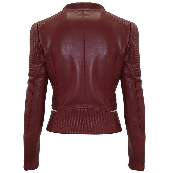 #37 CASACA/CHAQUETA DE CUERO JACKET BIKER COLOR VINO 2.0 - Image 2